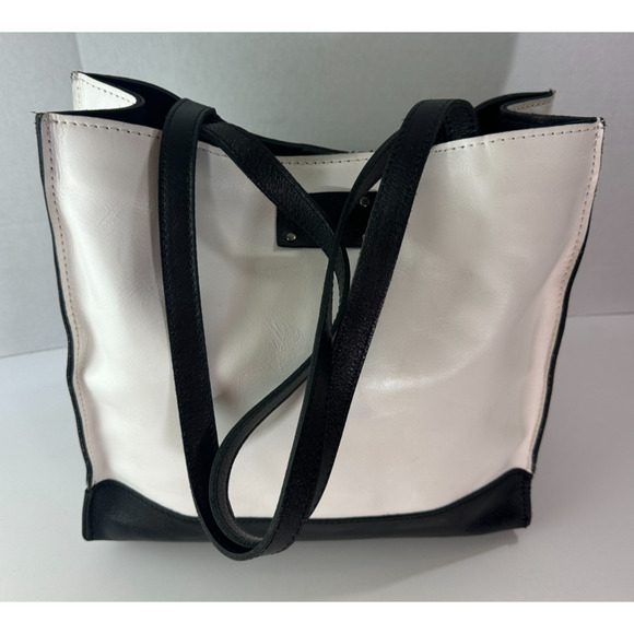 Patricia Nash Colorblock Toscano Large Tote Bag Black Ivory Handbag *No Tassels - Picture 3 of 16